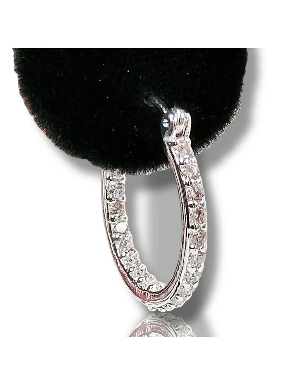 Crystal Haze Silver-Plated Inside Out Cubic Zirconia Hoop Earrings  NIP